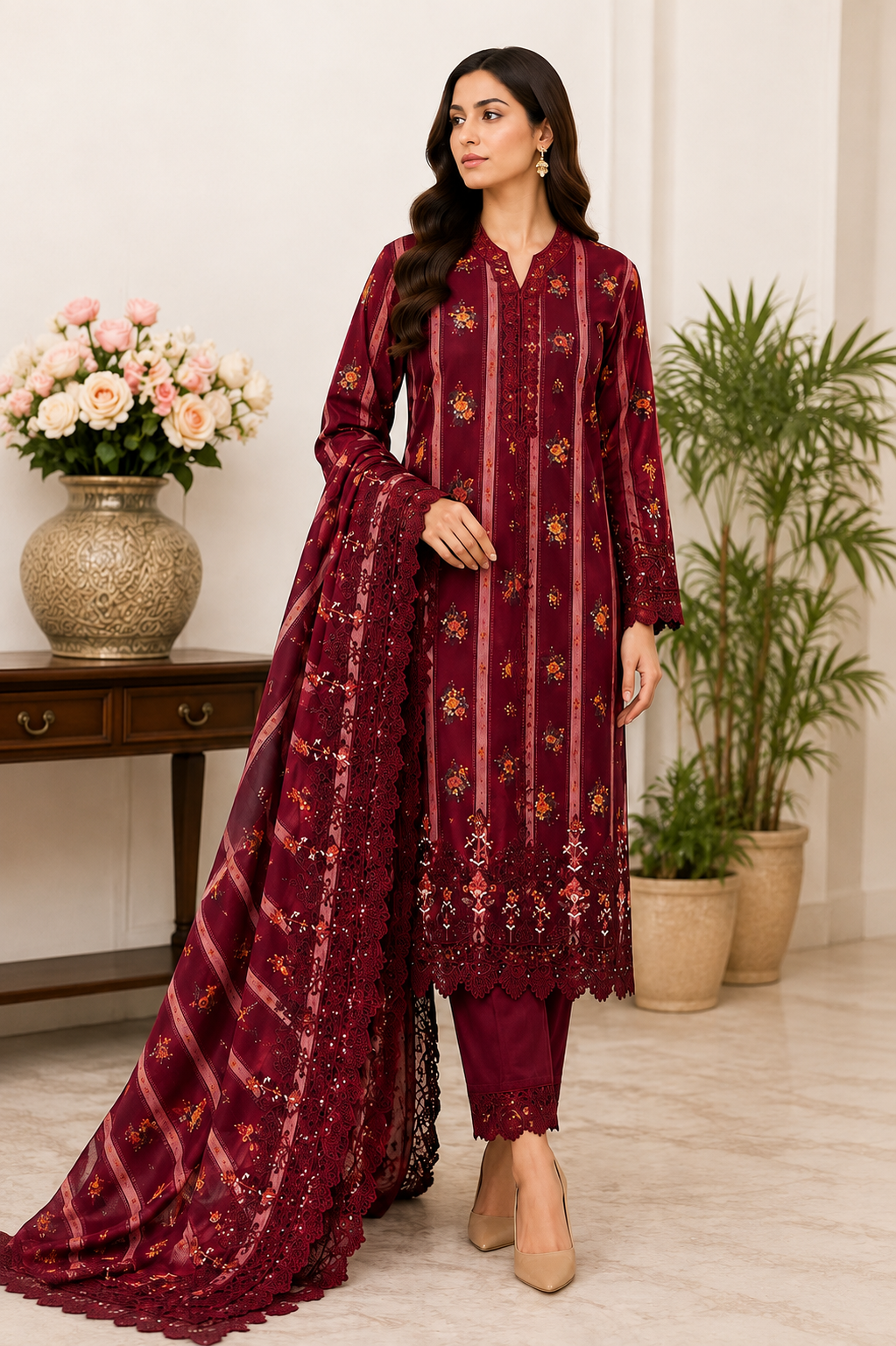 Ayla Noor Premium Printed Lawn 3-Piece Suit (Serial No. 11116)