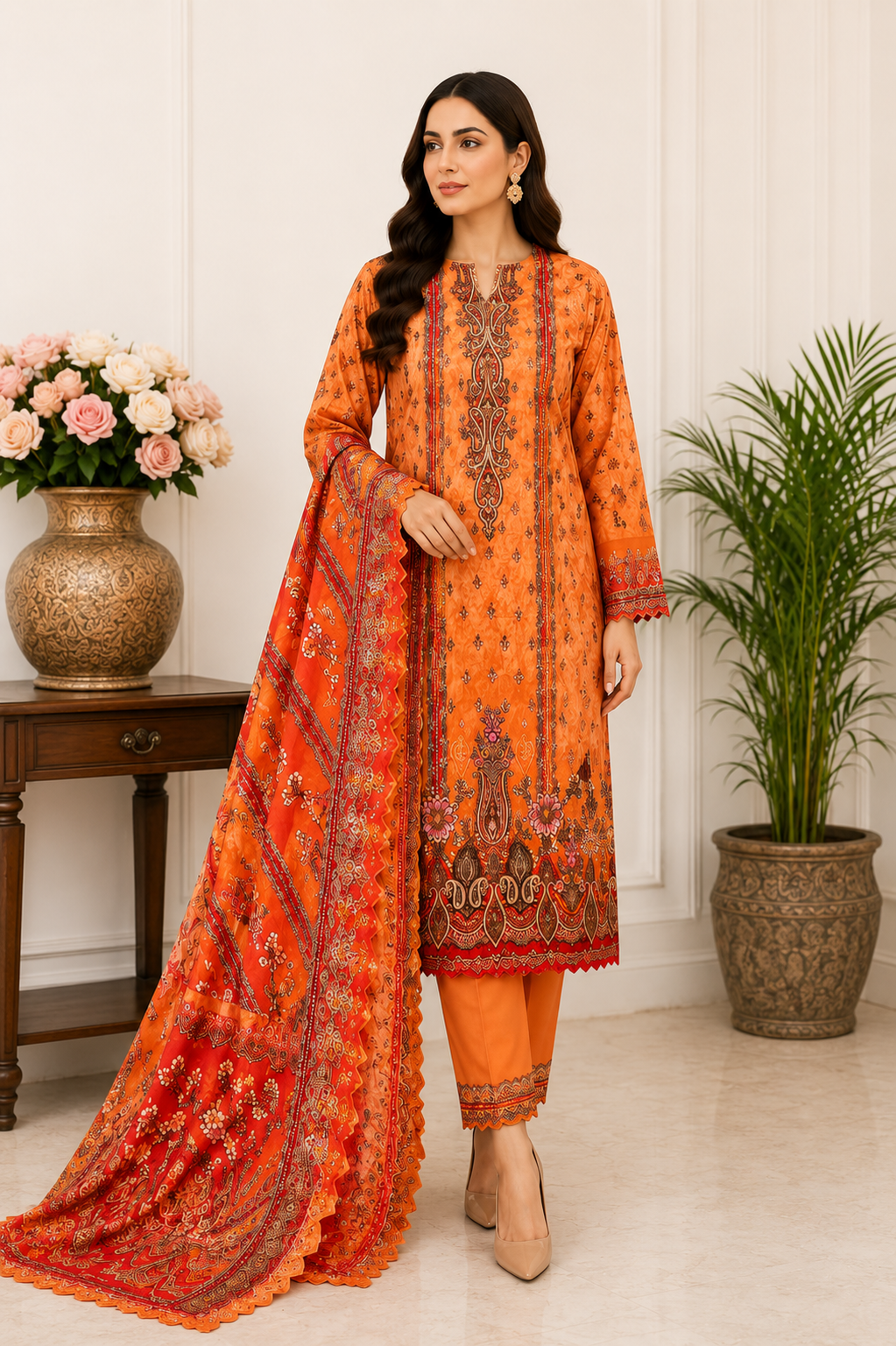 Premium Digital Printed Lawn 3 Piece Suit