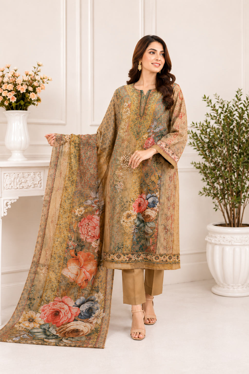 Trend Fashion Gallery Premium Lawn Collection 3 Piece Set (Serial No: 21102)