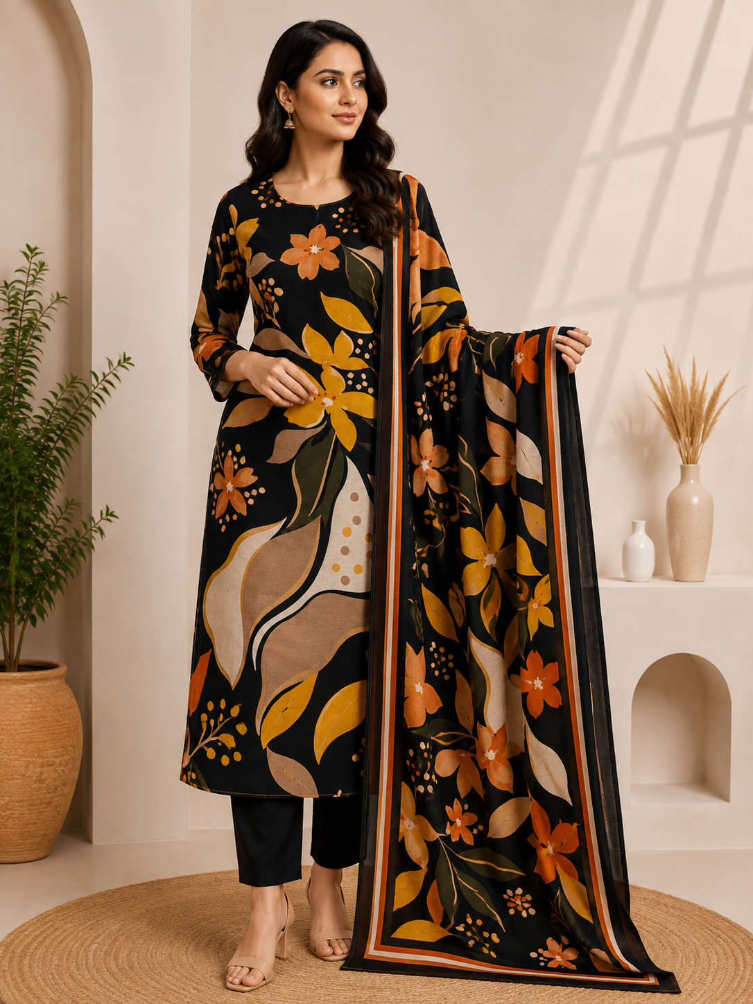Trend Fashion Gallery Premium Mama Cotton Batik Print 3 Piece Collection (D.No. 2200)